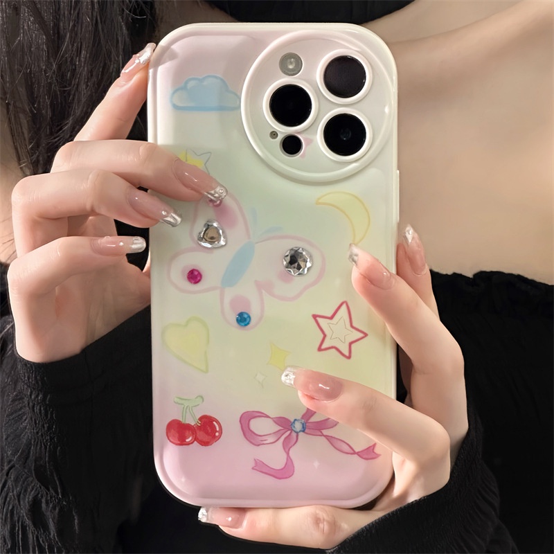 Ốp Điện Thoại Đệm Khí In Hình Bướm Cho iphone15 / 14promax / 13 / 12 / 11 / XR / XS / X / XSMAX / 7 / 8PLUS