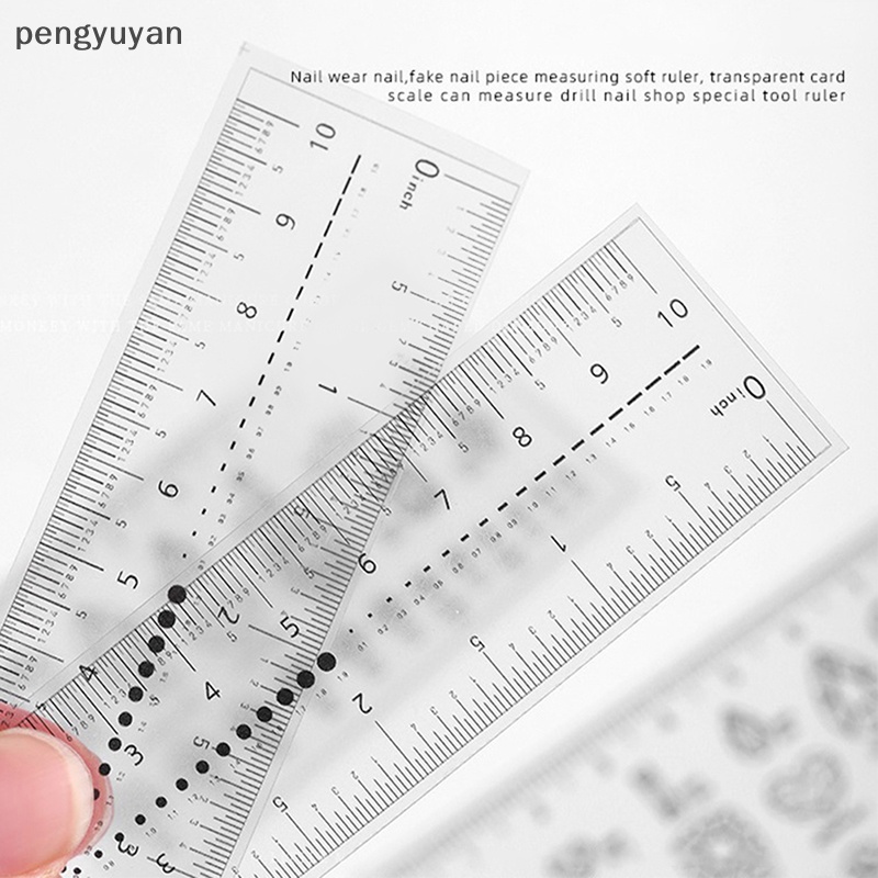Bộ 10 Thước Đo Kích Thước Đính Đá Trang Trí Móng Tay Bằng PVC Trong Suốt