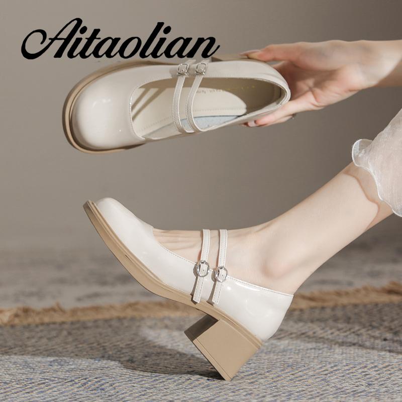 Giày Da Cao Gót 5.5cm Phong Cách retro Anh Quốc Cho Nữ