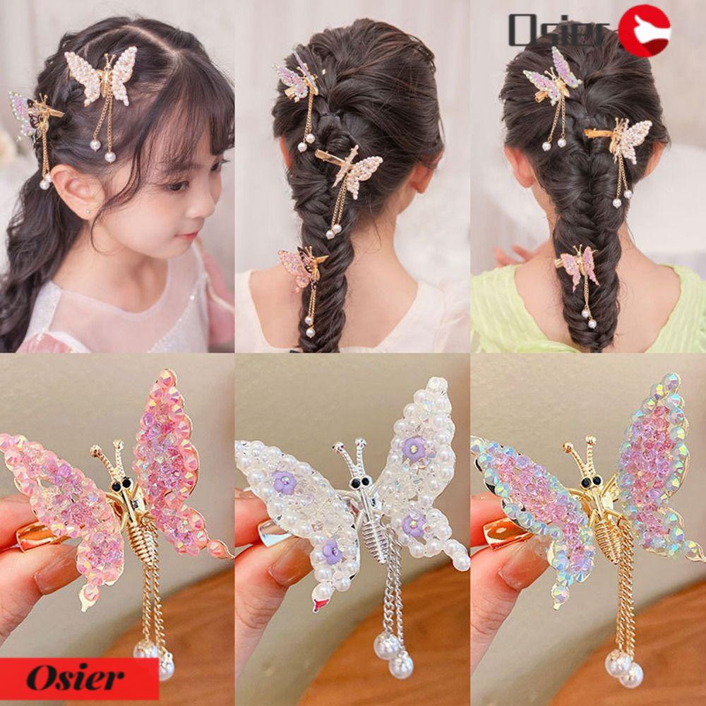 OSIER1 Kẹp Tóc Hình Bướm Đính Ngọc Trai Sang Trọng Cho Nữ
