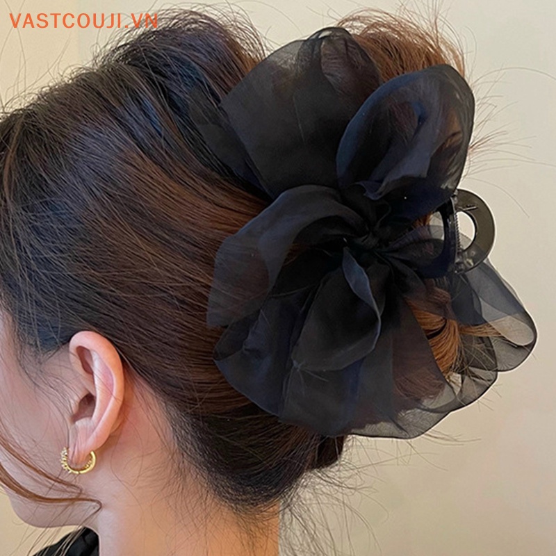 Kẹp Tóc Đính Nơ Lưới Thời Trang Nữ Tính