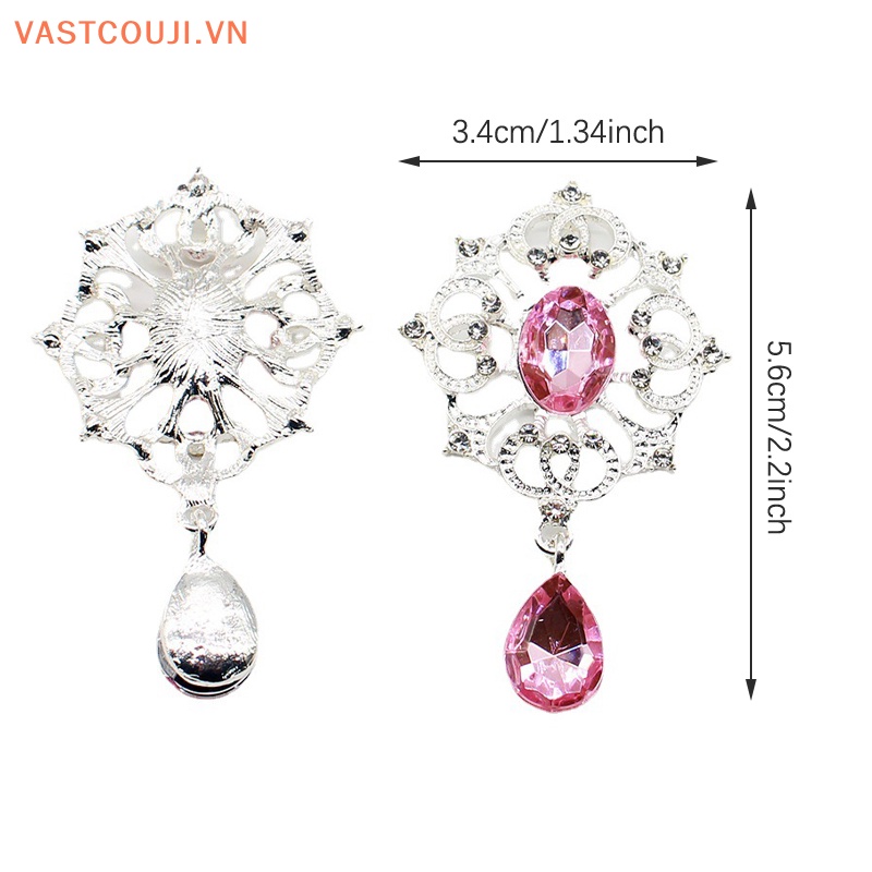 Mặt Dây Chuyền Phẳng Bằng Hợp Kim Bạc Đính Đá 34 * 56mm Làm Phụ Kiện Trang Trí Tóc DIY