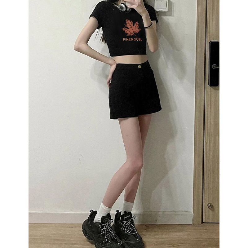 Áo Thun Đen Tay Ngắn Dáng Ôm Thời Trang Mùa Hè Cho Nữ