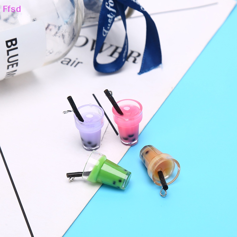 {Ffsd} Set 10 Mặt Dây Chuyền Làm Trang Sức Bằng Resin Hình Trà Sữa DIY
