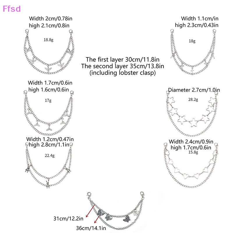 {Ffsd} Dây Xích Kim Loại Nhiều Lớp Mặt Hình Thỏ Ngôi Sao Năm Cánh Phụ Kiện Túi Xách Đeo Vai DIY Bán Chạy *