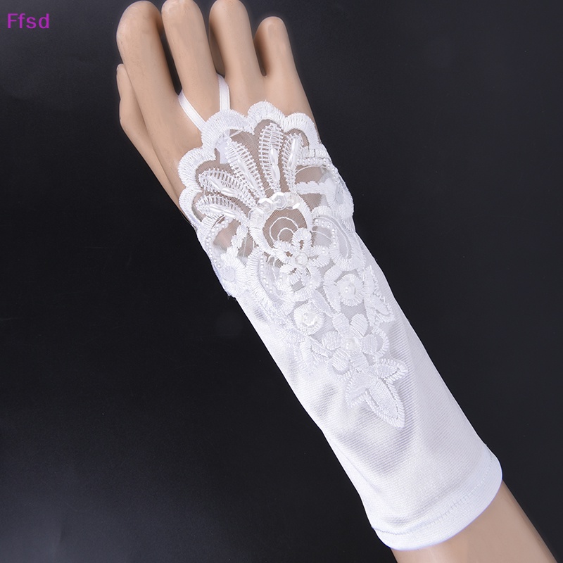 {Ffsd} Găng Tay Ren Ngắn Hở Ngón Cho Cô Dâu Ngày Cưới Bán Chạy