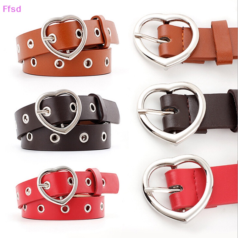 Thắt Lưng Da Khóa Kim Loại Hình Trái Tim Phong Cách Punk Cho Nữ