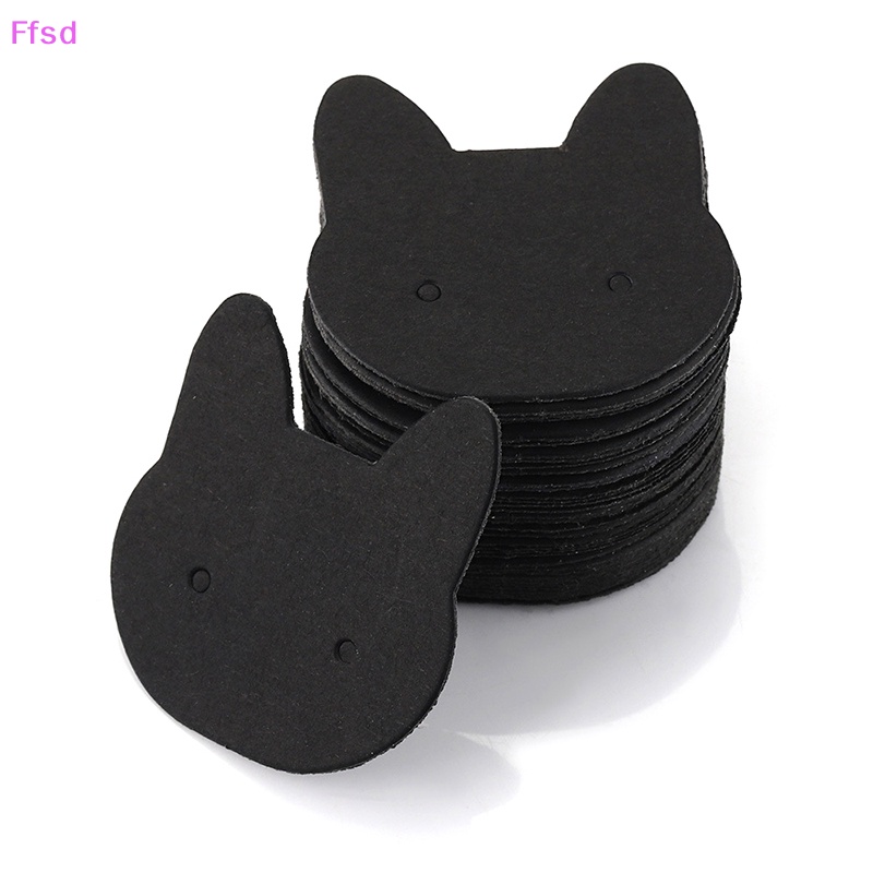 {Ffsd} Set 100 Thẻ Giấy Các Tông Hình Mèo Dùng Trưng Bày Bông Tai Vòng cổ Trang Sức DIY