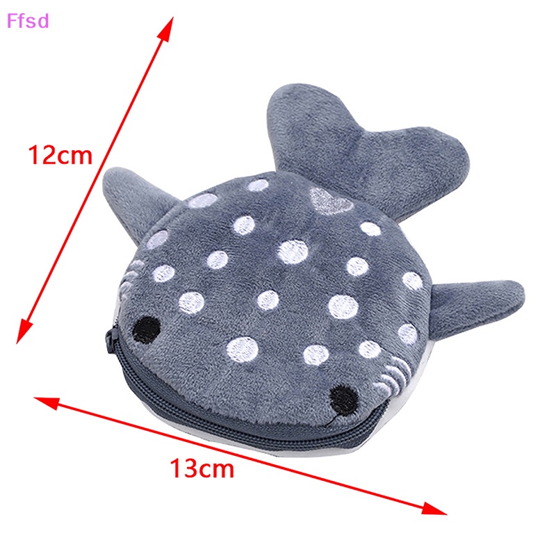 {Ffsd} Túi Đựng Tiền Xu / Dây Cáp Khóa Kéo Hình Cá Mập Hoạt Hình Cho Trẻ Em * Bán Chạy