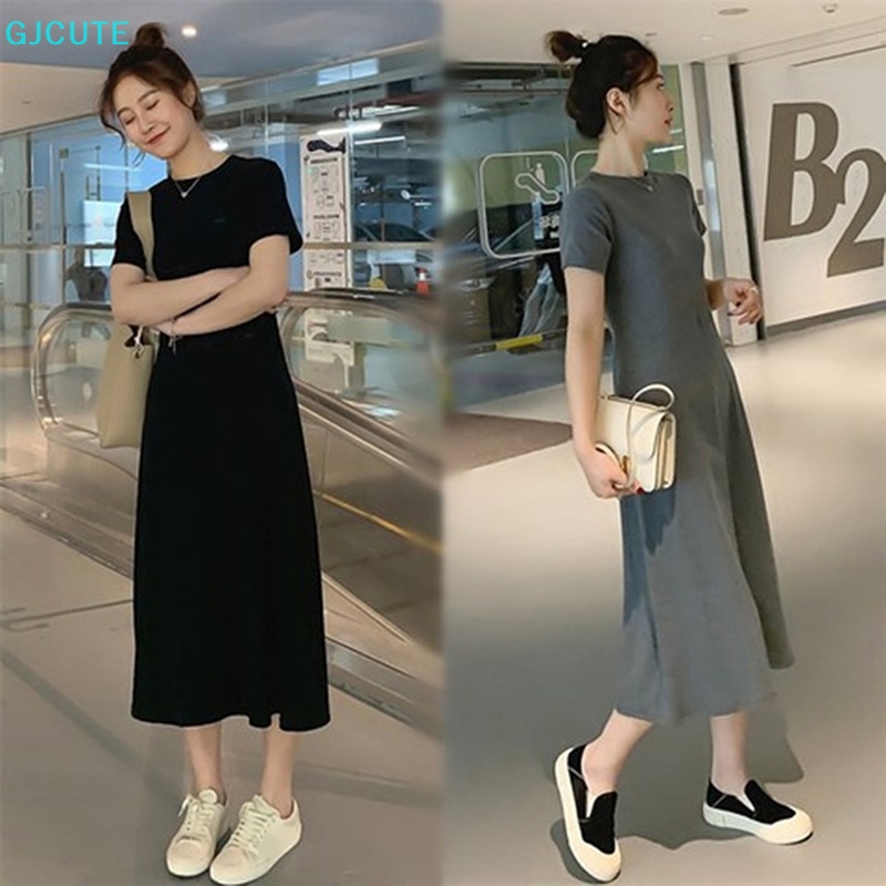 Đầm Thun Midi Dáng Rộng Màu Trơn Phong Cách Boho Thanh Lịch Thời Trang Mùa Hè Cho Nữ