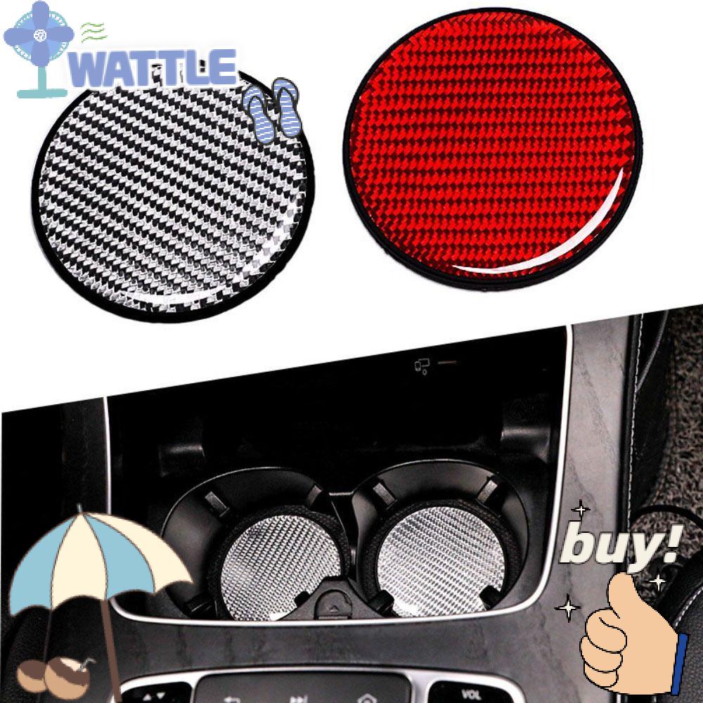 WTTLE Set 2 Đế Lót Cốc Nước Bằng Sợi Carbon Chống Trượt Hình Tròn Thông Dụng Cho Xe Hơi