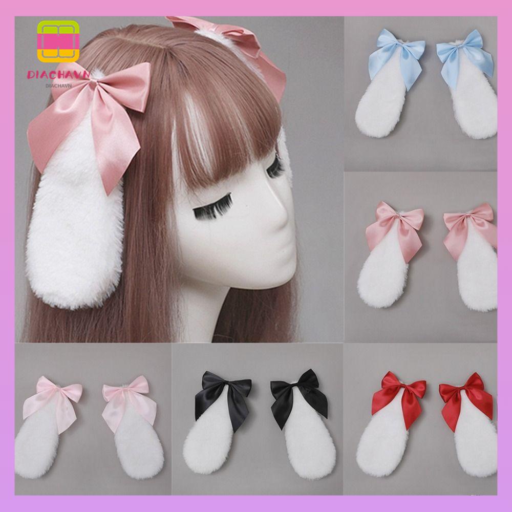 DIACHAVN Kẹp Tóc Hình Tai Thỏ Ruy Băng Màu Sắc Kẹo Ngọt Xinh Xắn ​Băng Đô Cài Tóc Phong Cách Lolita Cho Nữ