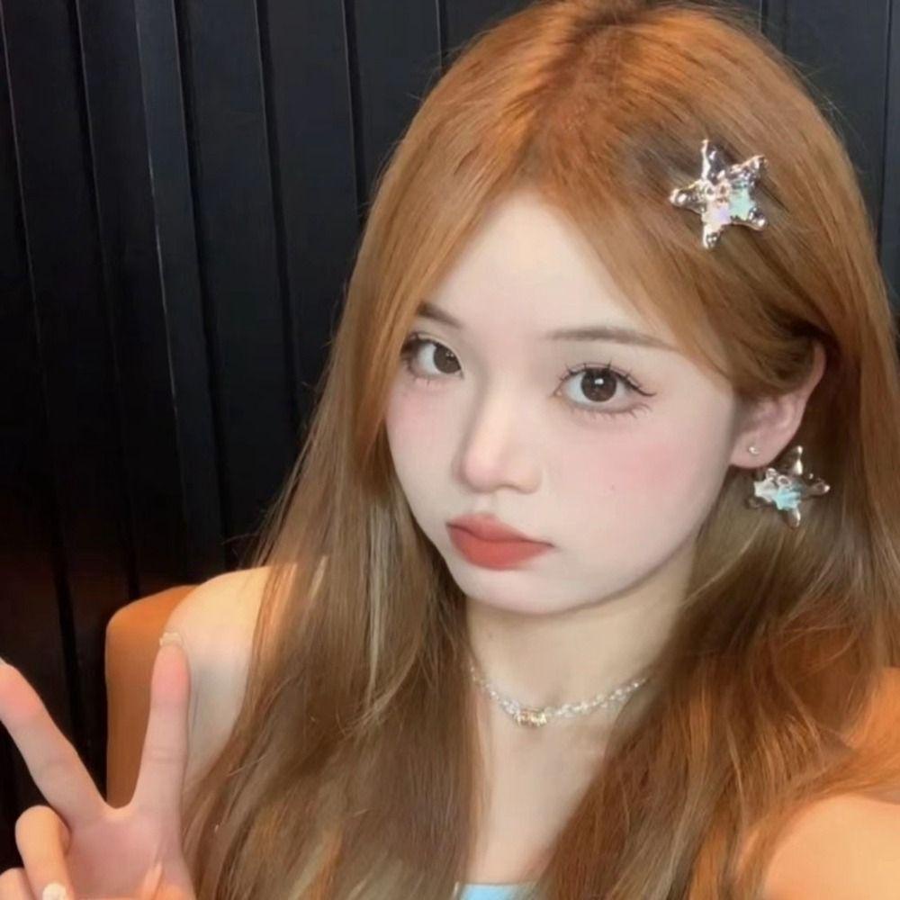 EPOCH Kẹp Tóc Hình Ngôi Sao / Mặt Trăng / Mỏ Vịt Bằng Kim Loại Dễ Thương Cho Nữ Y2k