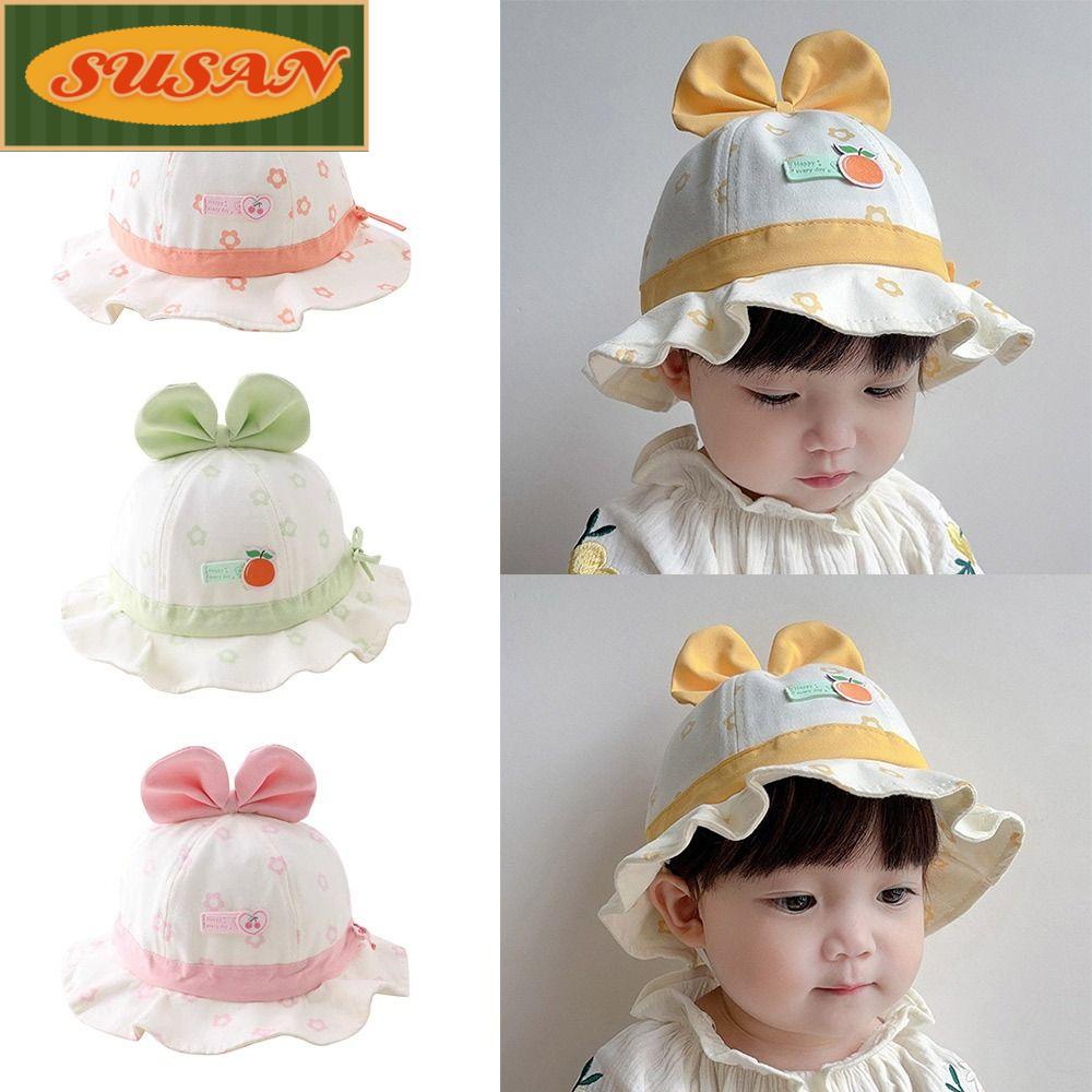 SUSANS Mũ Rộng Vành Che Nắng Đính Nơ Thời Trang Mùa Hè Cho Bé