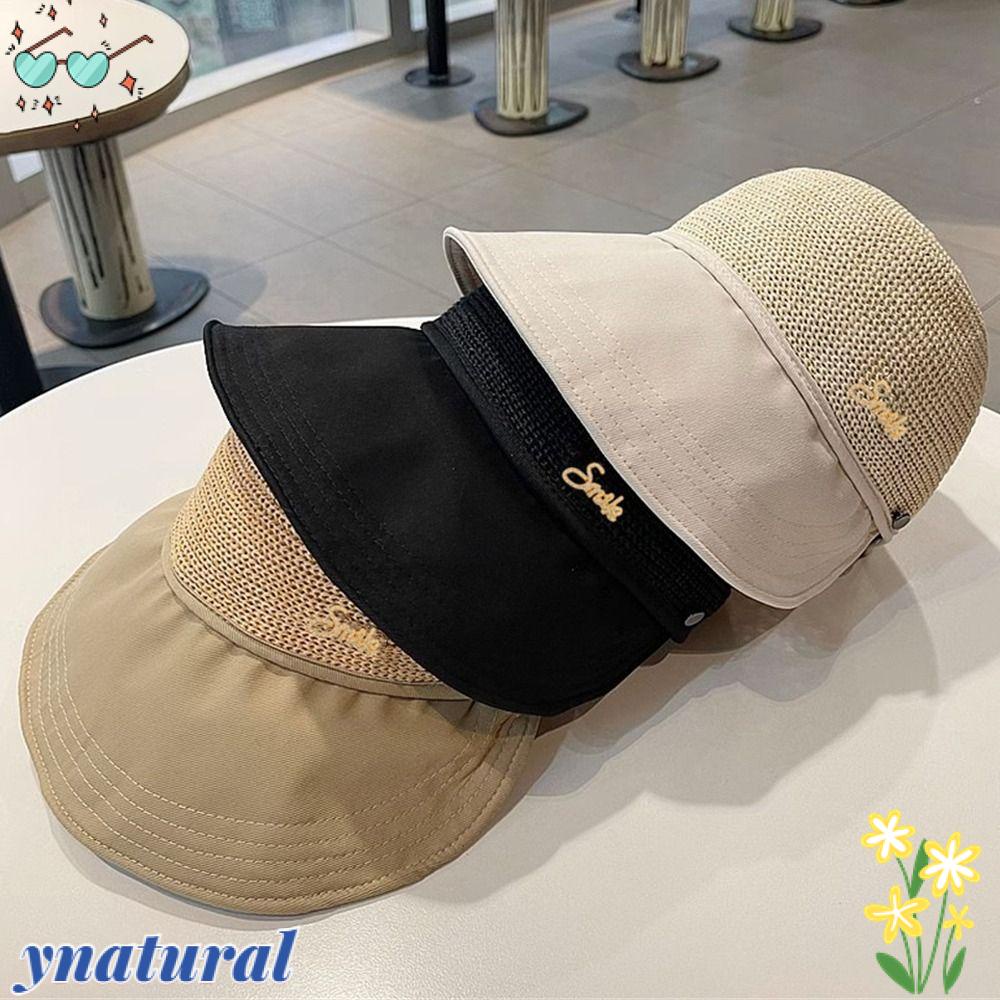 YNATURAL Nón Rộng Vành Chống Nắng Chống Tia UV Màu Sắc Đơn Giản Thoáng Khí Dành Cho Nữ