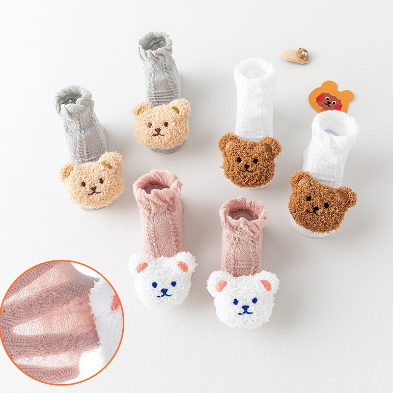 Tất Lưới Mỏng Thoáng Khí In Họa Tiết Gấu Hoạt Hình Dễ Thương Thời Trang Mùa Hè Cho Bé Trai Và Gái