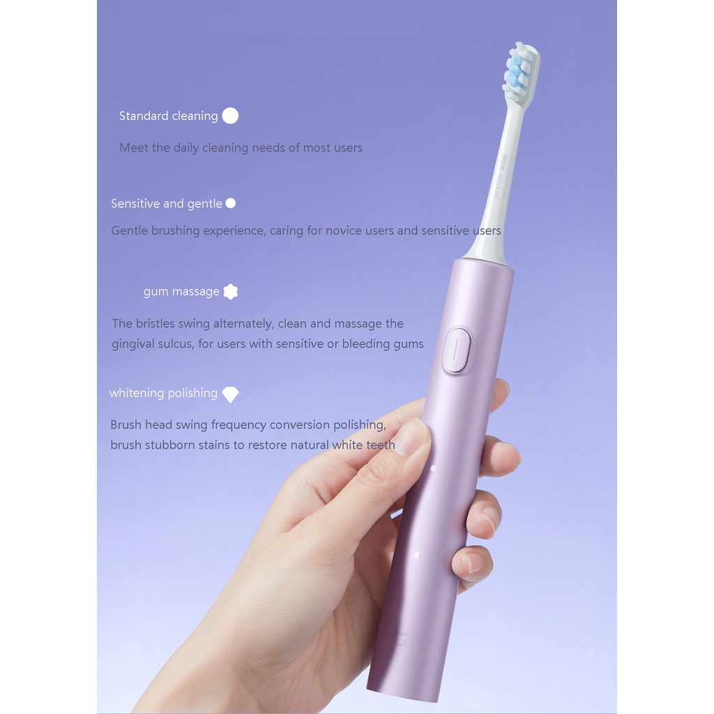 Bàn Chải Đánh Răng Điện XIAOMI Mijia Sonic T302 3 Màu 4 Đầu Chống Thấm Nước IPX8 Xoay 360 Độ° Đế Sạc Không Dây 4 Chế Độ Làm Sạch Răng 4 Răng