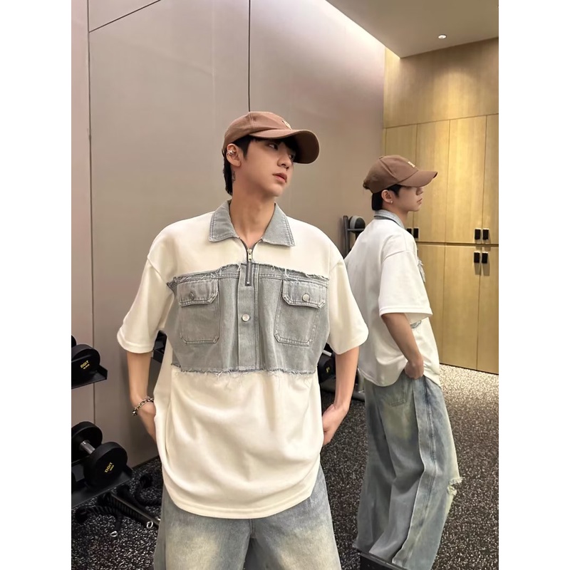 Áo Thun POLO Ngắn Tay Giả Hai Lớp Phong Cách Năng Động Trẻ Trung Dành Cho Nam