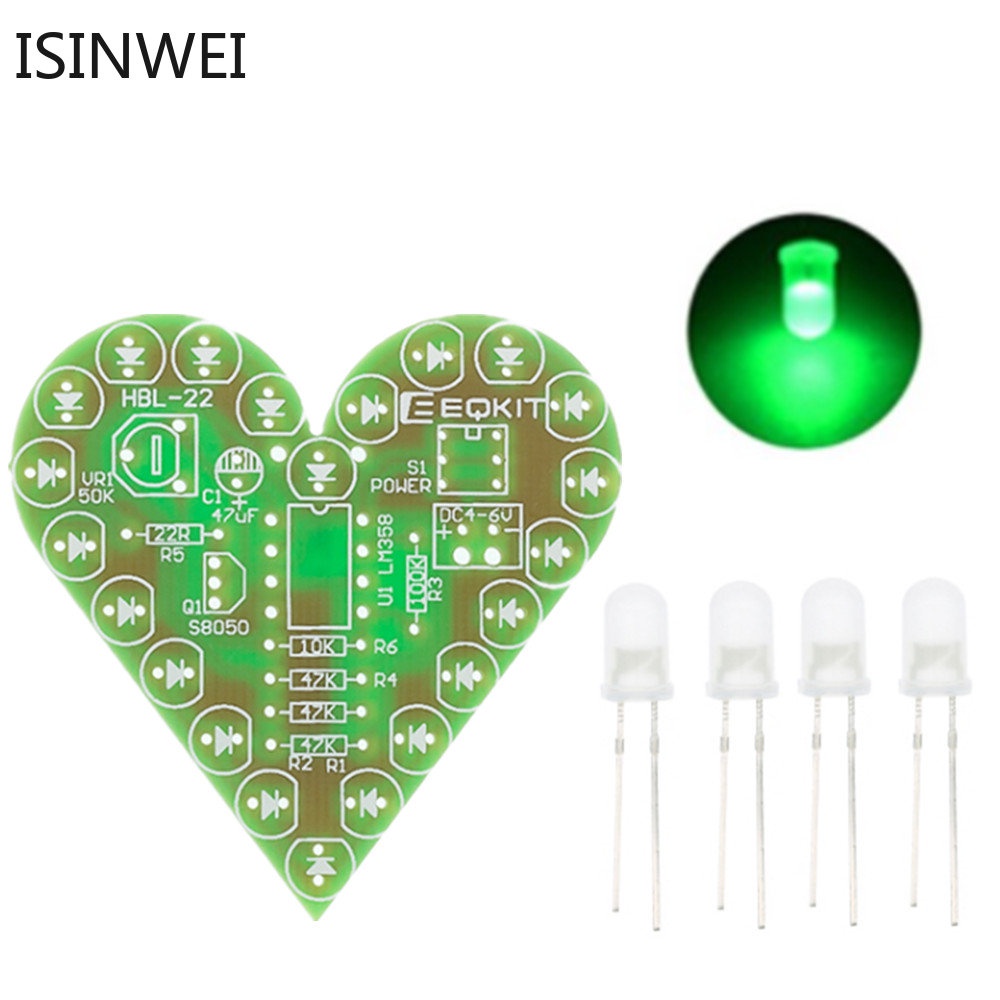 Bộ Đèn LED Hình Trái Tim Thoáng Khí Màu Đỏ Trắng Xanh Dương Xanh Lá Điện Tử Cho Phòng Thí Nghiệm