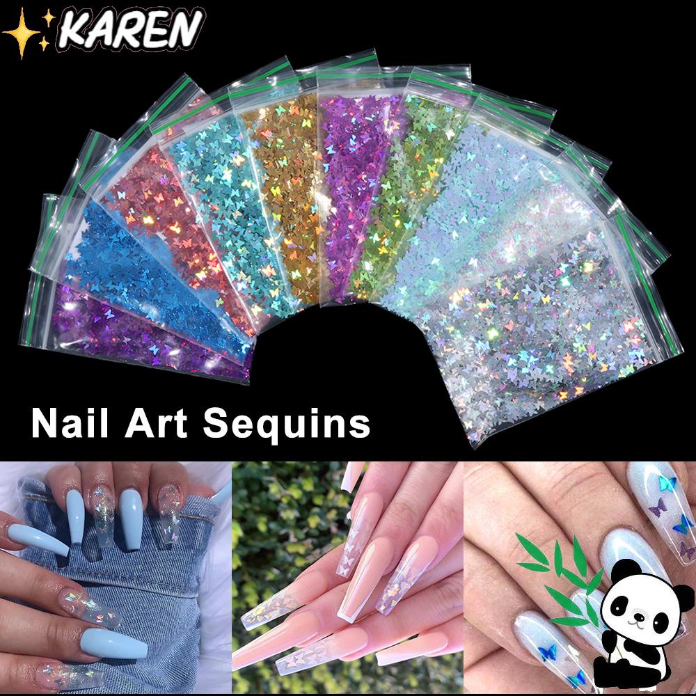 KAREN Kim Sa Hình Bướm Nhiều Màu Đính Móng Nghệ Thuật