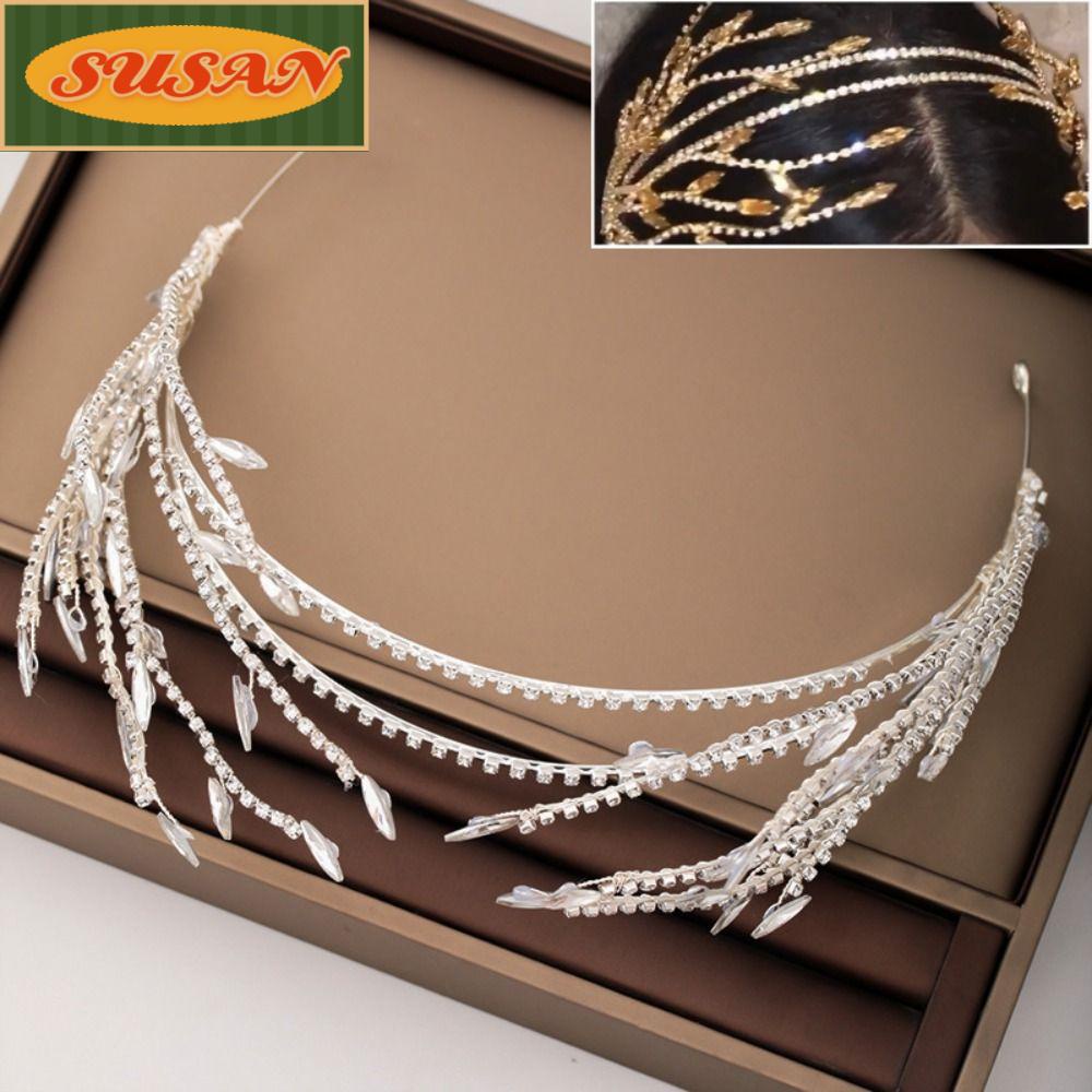SUSANS Băng Đô Cài Tóc Đính Đá Lấp Lánh Cho Cô Dâu