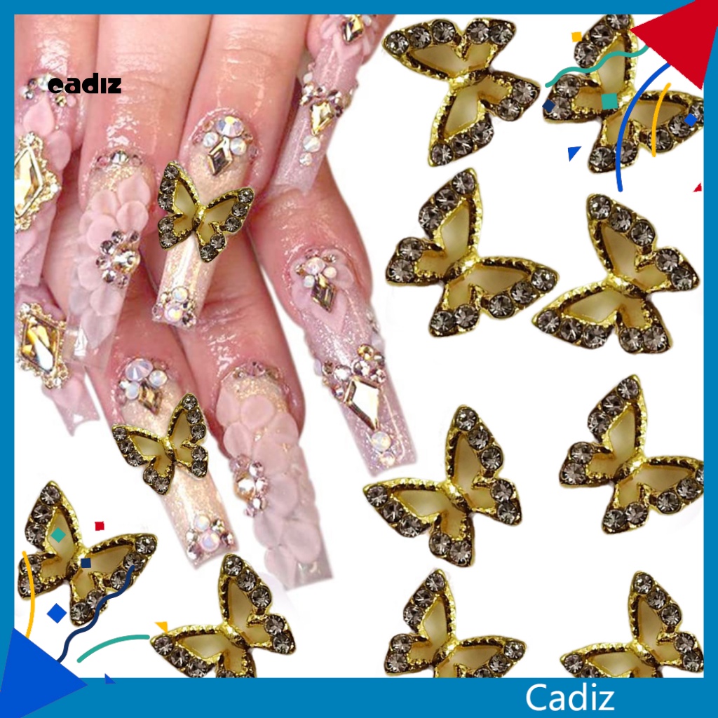 Bộ 20 Phụ Kiện Trang Trí Móng Tay Hình Bướm Bằng Hợp Kim Đính Đá Xinh Xắn