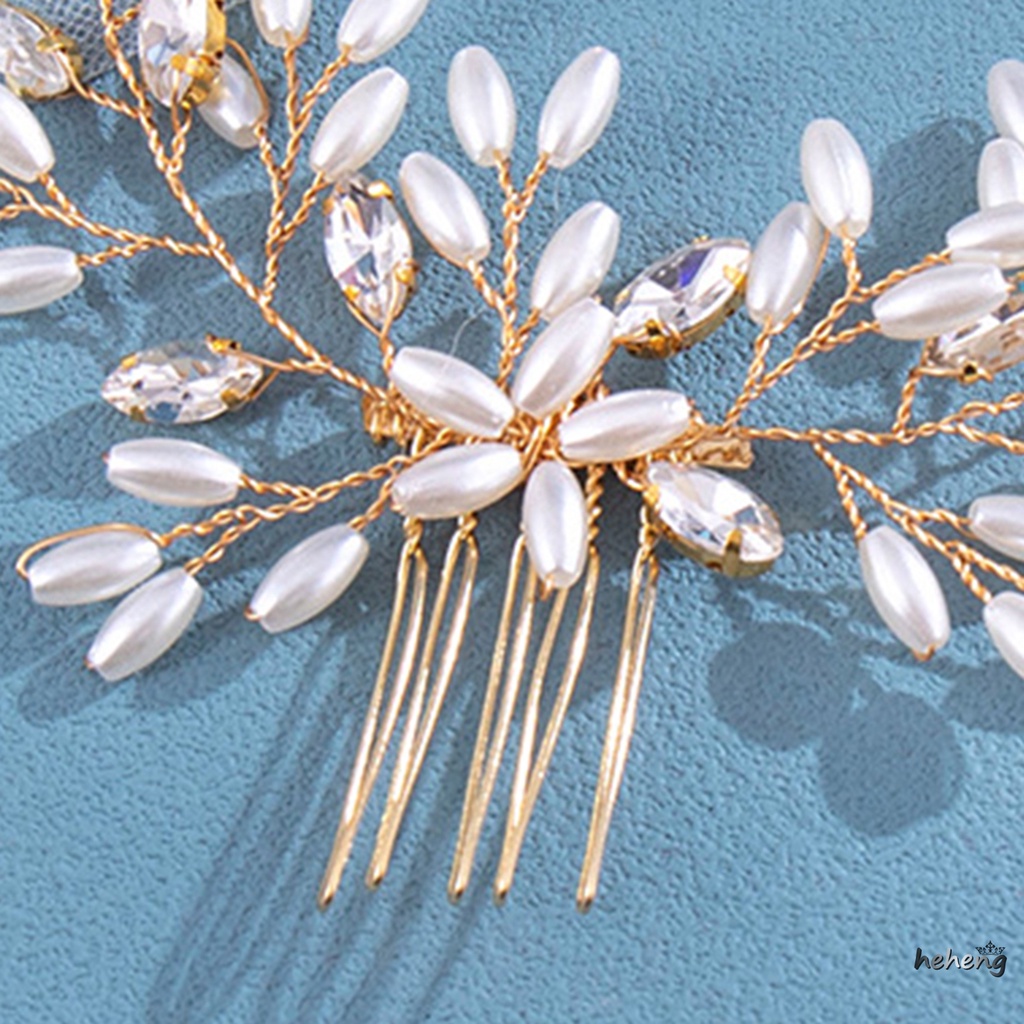 Kẹp Tóc Hình Hoa Đính Ngọc Trai Giả Bằng Hợp Kim Cho Cô Dâu
