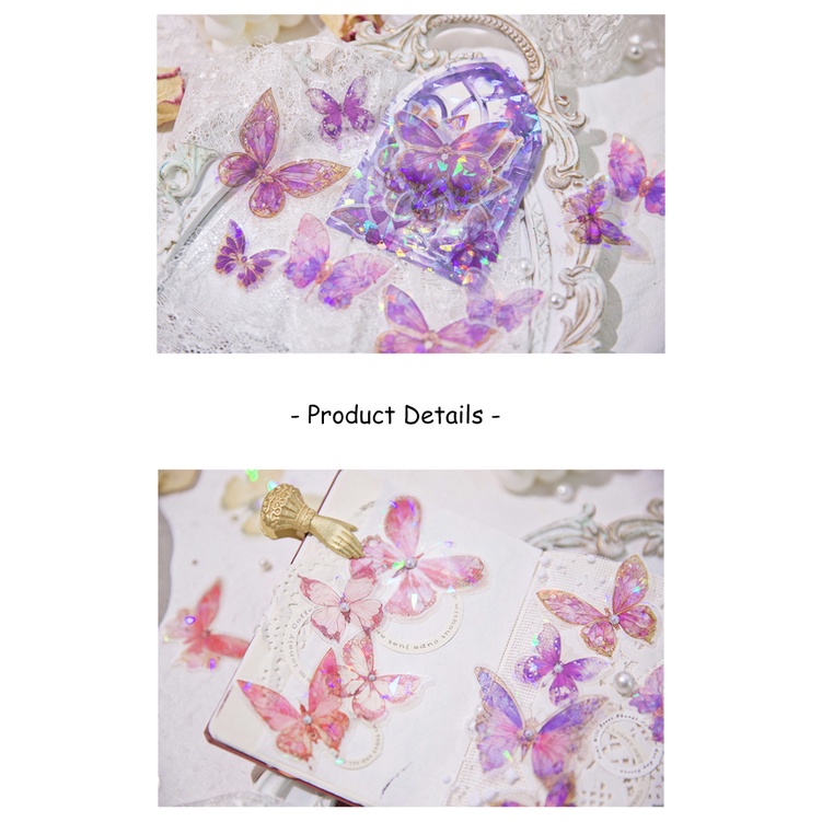 Set 30 Tấm Hình Dán PET Goo Họa Tiết Bướm Vintage Sáng Tạo DIY