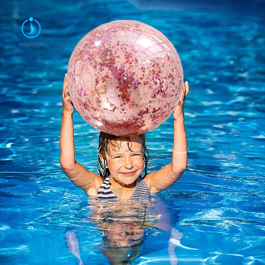 Bóng Bơm Hơi Dày Dặn Bằng PVC Trong Suốt Lấp Lánh Nhiều Màu Độc Đáo Trang Trí Bể Bơi / Bãi Biển