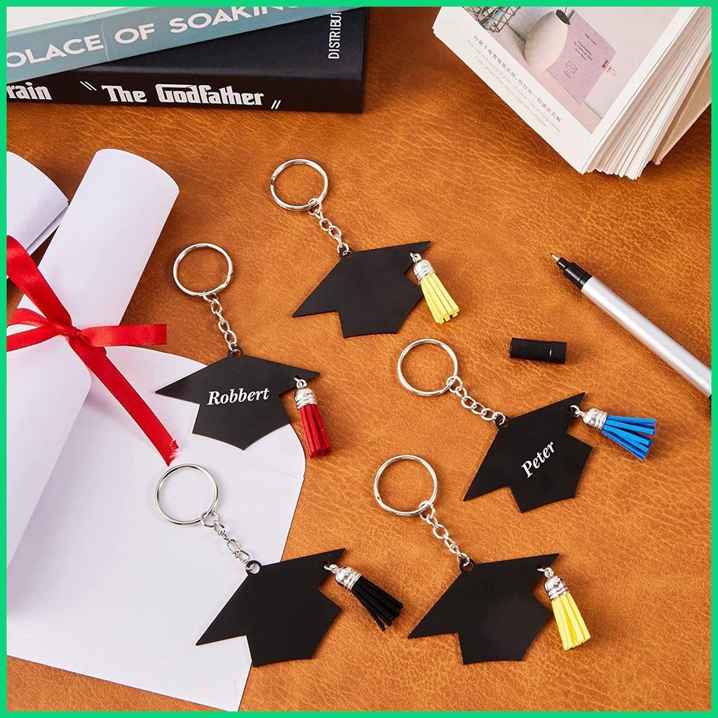 Set 24 Móc Khóa Acrylic Hình Nón Tốt Nghiệp Phối Tua Rua Cho Nam jiwvn