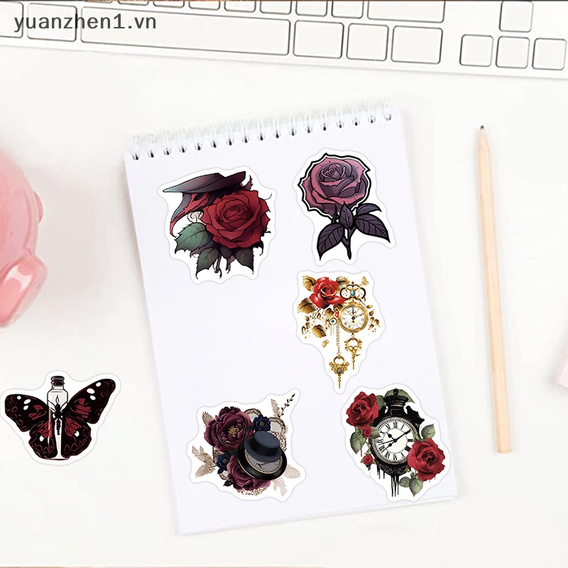 Set 50 Miếng Dán Graffiti Hình Hoa Hồng Trang Trí Đa Ứng Dụng