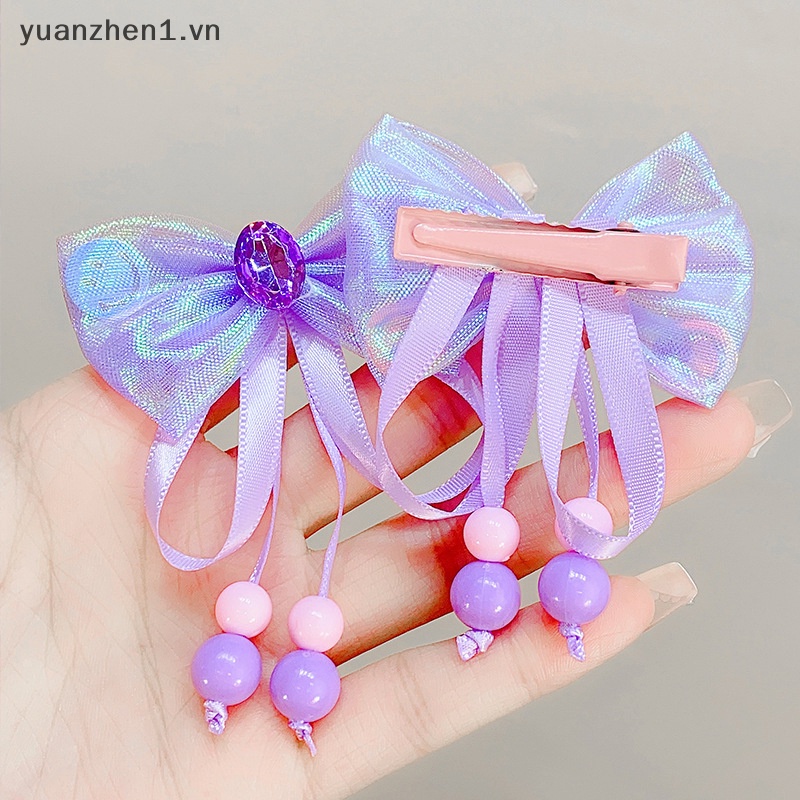 Kẹp Tóc Nơ Đính Đá Nhiều Màu Sắc Kiểu Công Chúa Xinh Xắn Cho Bé Gái