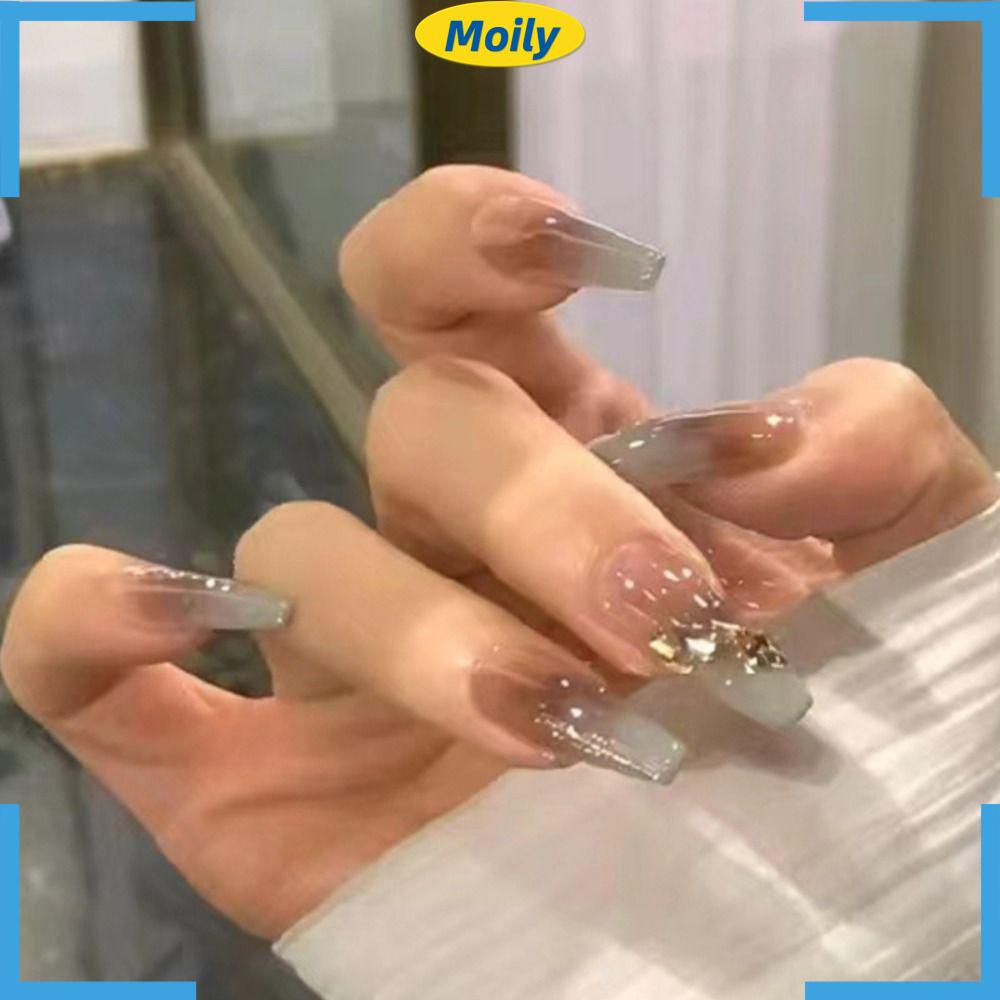 MOILYVN Bộ 24 Móng Tay Giả Đính Pha Lê Lấp Lánh Toàn Diện DIY