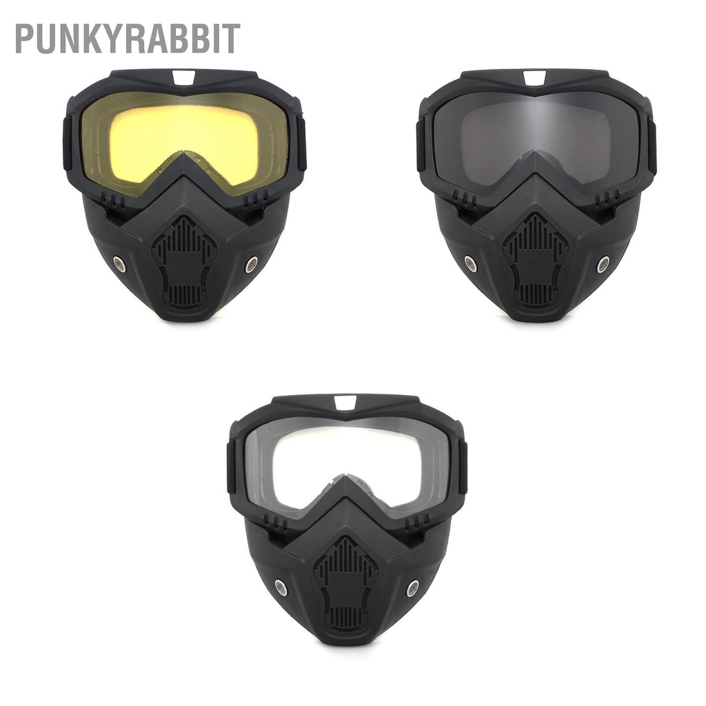 PunkyRabbit Mũ bảo hiểm Goggle cho xe máy với Tấm chắn mặt Kính vệ mắt chống gió đi ngoài trời