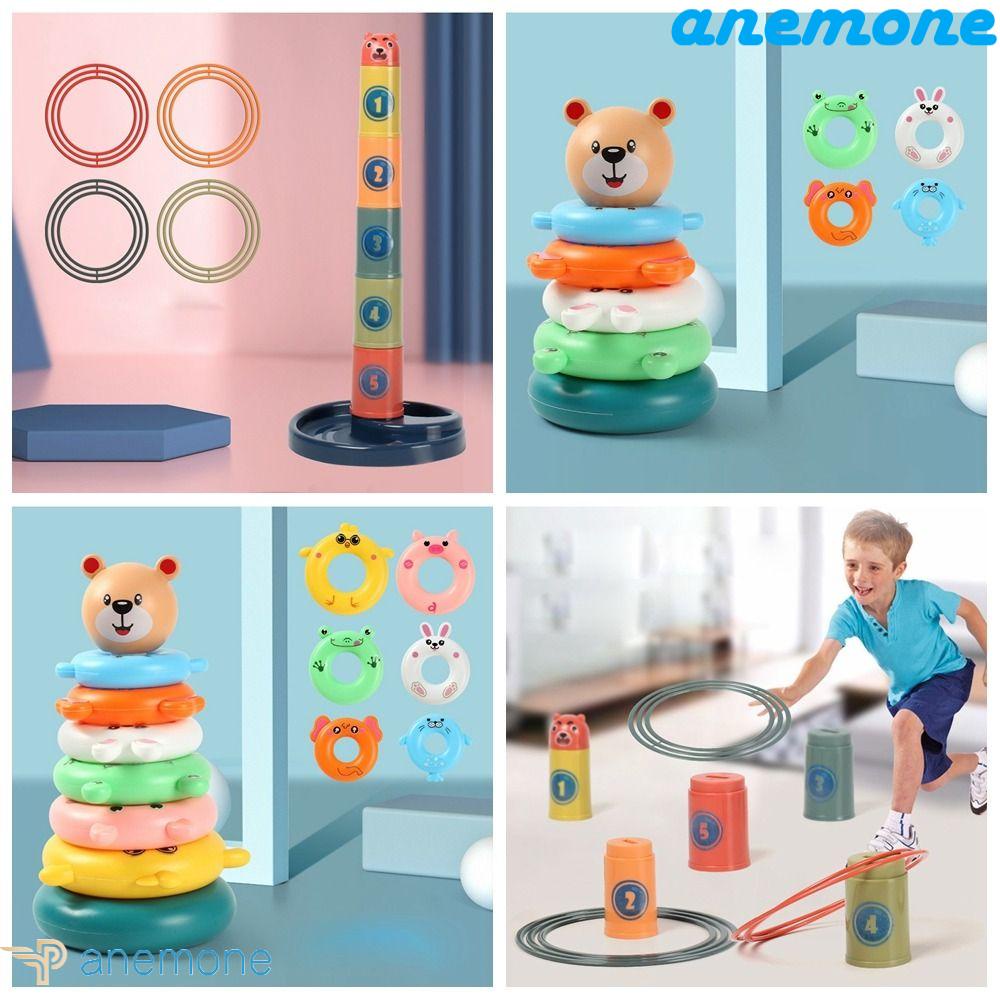ANEMONE Đồ Chơi Ném Vòng Bằng Nhựa Họa Tiết Hoạt Hình Dễ Thương Cho Bé