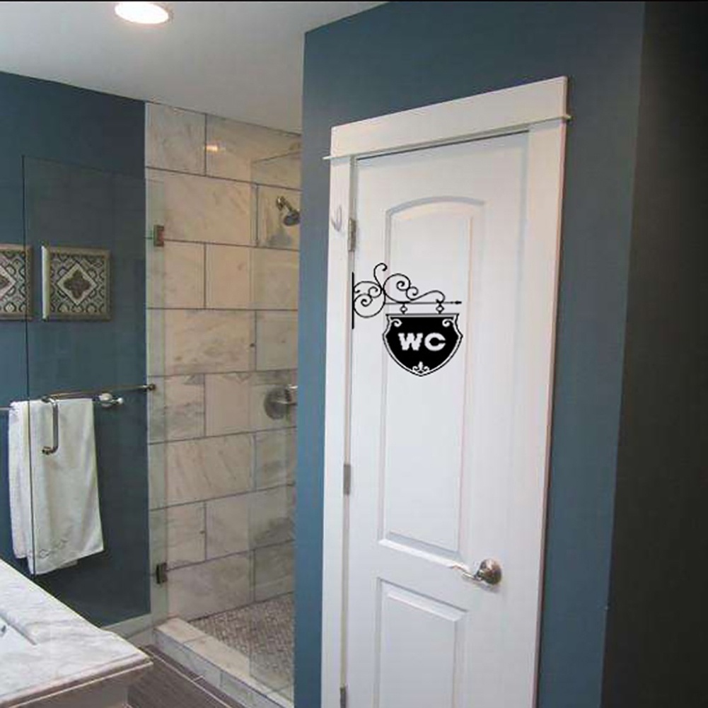 Miếng Dán Đề Can In Chữ WC Thời Trang Trang Trí Cửa Nhà Vệ Sinh