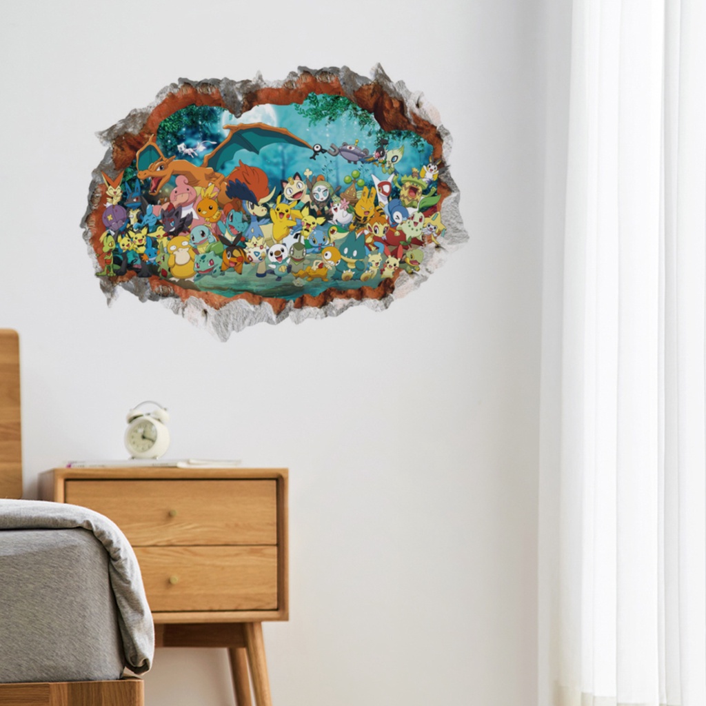 Miếng Dán Tường Bằng PVC Họa Tiết Hoạt Hình 3D Cỡ Lớn Chống Thấm Nước Có Thể Tháo Rời Trang Trí Nhà Cửa