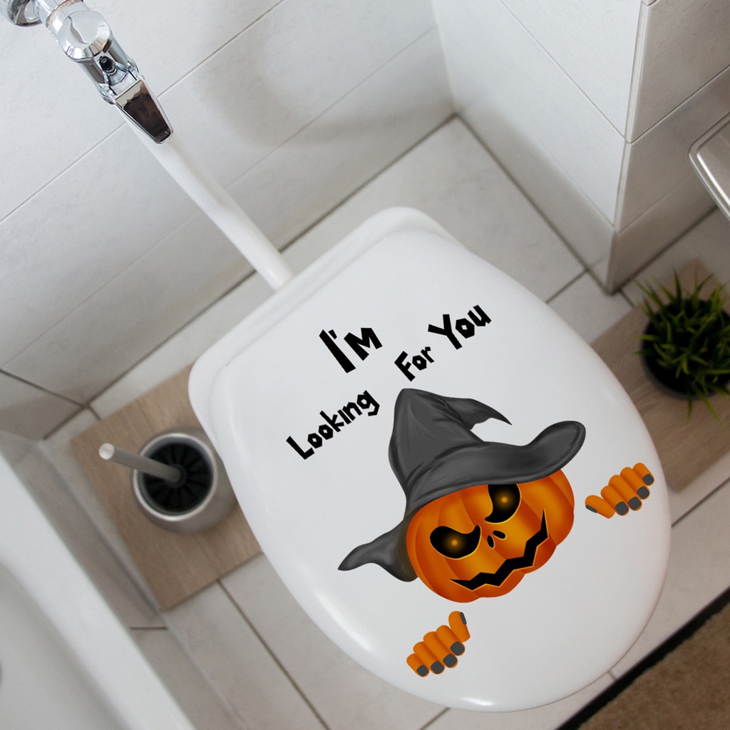 Miếng Dán Toilet In Chữ I 'M Looking For You Creepy Bằng PVC Chống Thấm Nước Độc Đáo Trang Trí Nhà Tắm / Tiệc Halloween