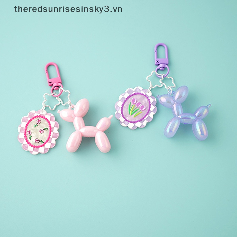 # # Móc Chìa Khóa Resin Hình Chú Chó Và Bóng Bay Bằng Nhựa Đáng Yêu Thời Trang Chống Thất Lạc Làm Quà Tặng Trang Sức