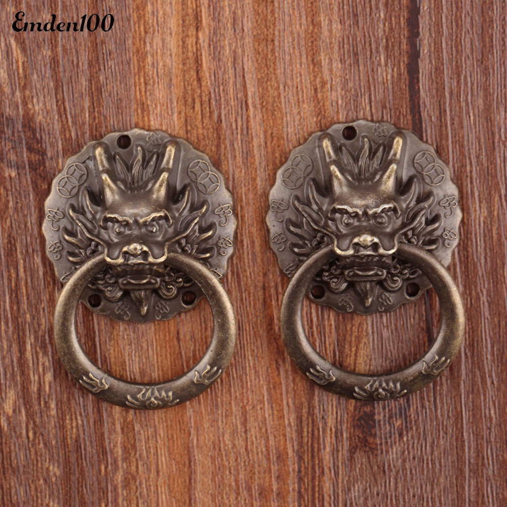 Set 2 Tay Nắm Ngăn Kéo Tủ Hình Rồng Phong Cách Vintage