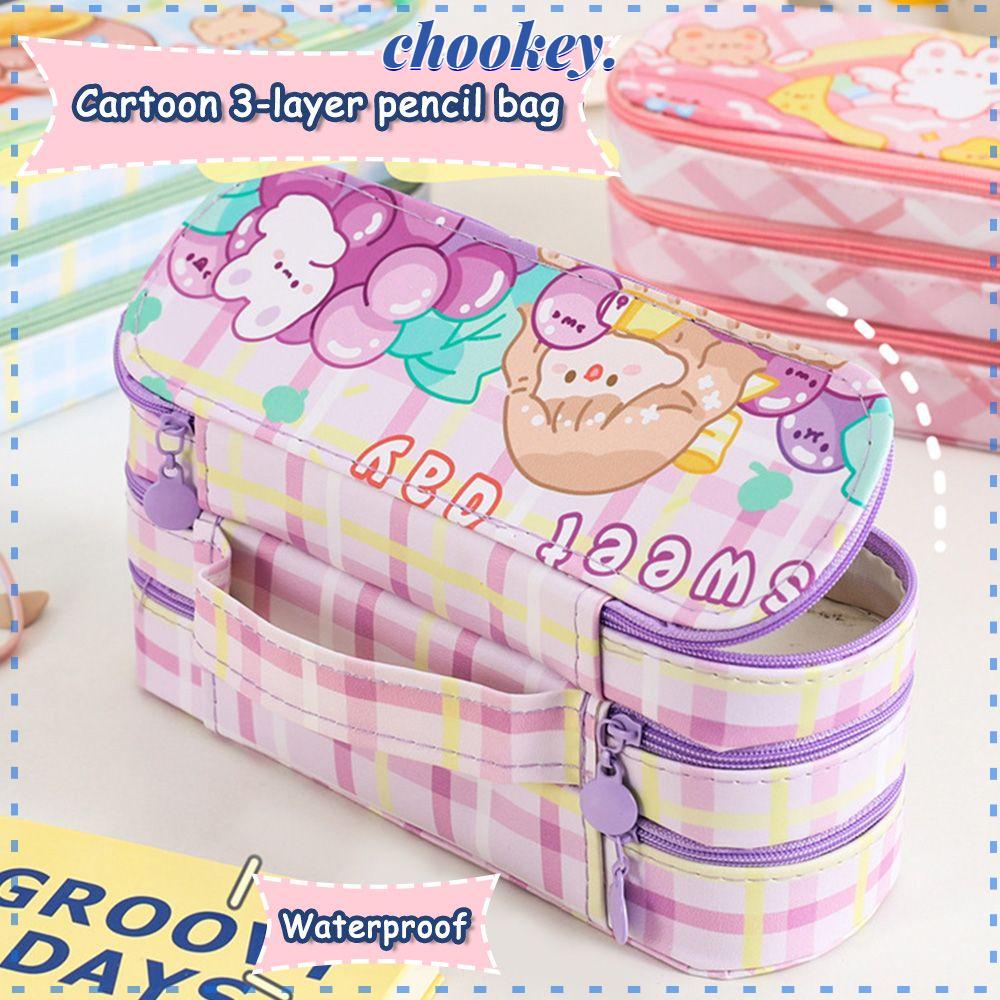 CHOOKEY Túi Đựng Bút Bằng Vải Canvas Họa Tiết Biến Hình Dễ Thương