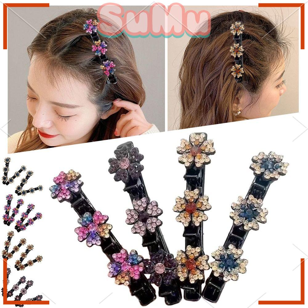 SUMU Set 4 Kẹp Tóc Bện Tạo Kiểu Tóc Họa Tiết Hoa Thời Trang Cho Nữ