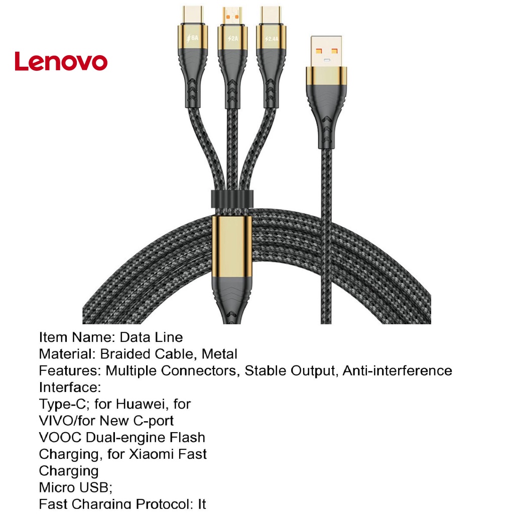 Dây Cáp Sạc Nhanh Truyền Dữ Liệu Tốc Độ Cao Đa Năng 6A One-Three Cho Điện Thoại Di Động