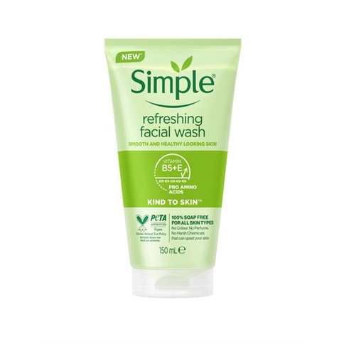 SỮA RỬA MẶT SIMPLE Refreshing facial wash vitamin b5 +e dịu nhẹ cho da 150ML