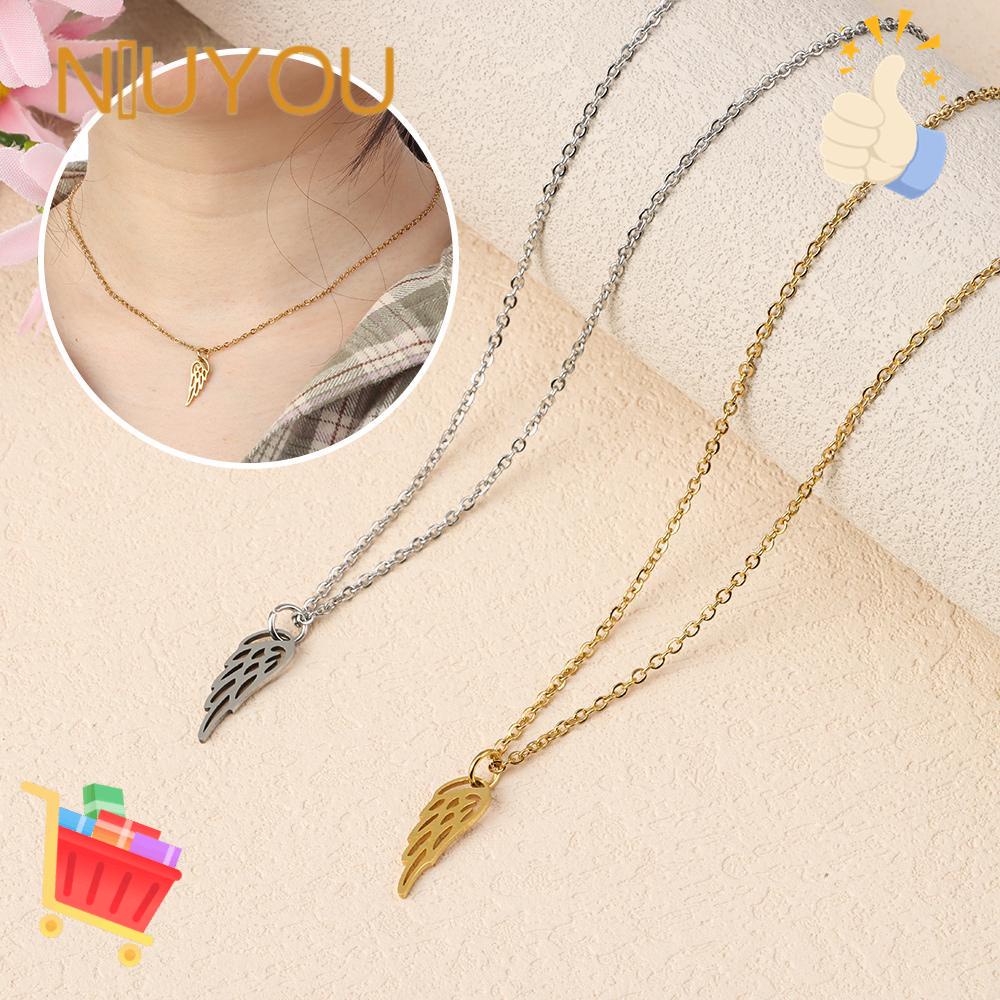NIUYOU Vòng cổ Mặt Hình Cánh Thiên Thần Đính Đá Sang Trọng