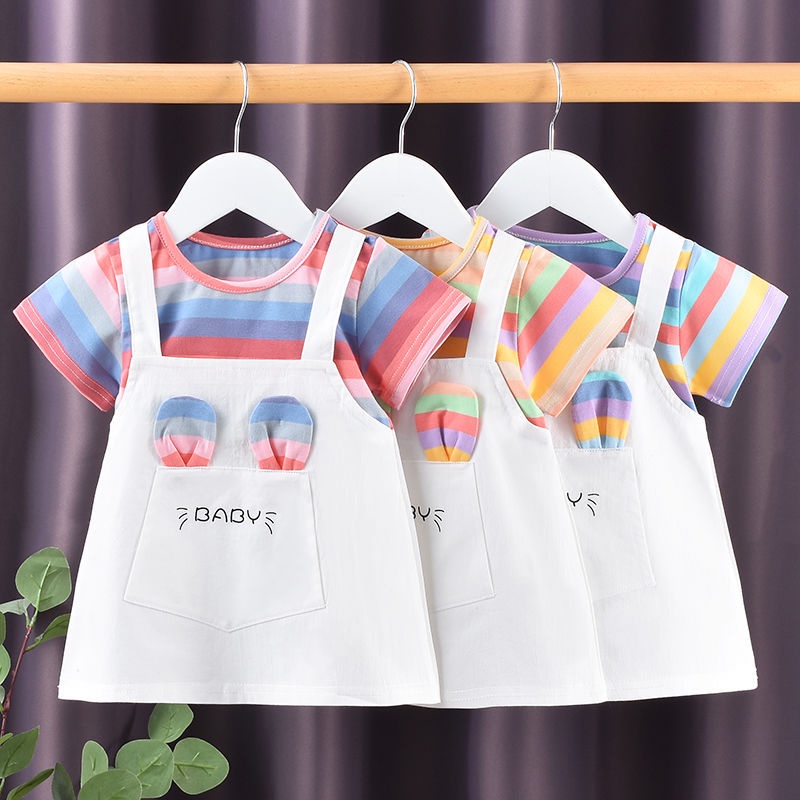 Đầm Cotton Mỏng Mùa Hè Tay Cộc Phong Cách Mới Cho Bé Gái