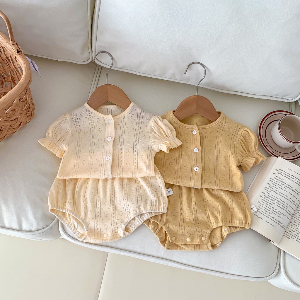 Bộ Áo Sơ Mi Ngắn Tay + Quần Short Thời Trang Mùa Hè Cho Bé Gái 0-24 Tháng Tuổi