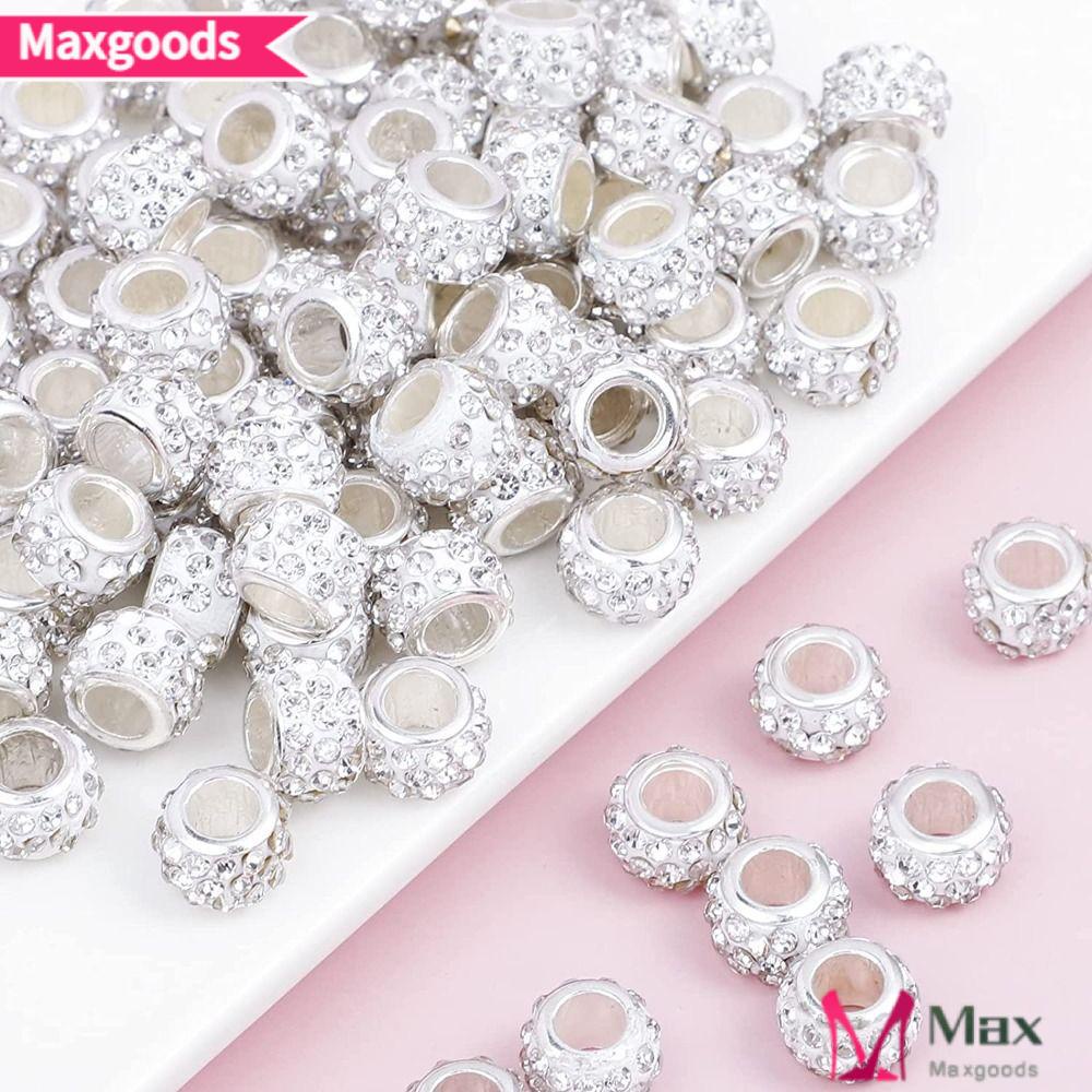 MAXG Bộ 100 Hạt Xỏ Lỗ Lớn Màu Trắng 12mm 5mm Dùng Làm Trang Sức