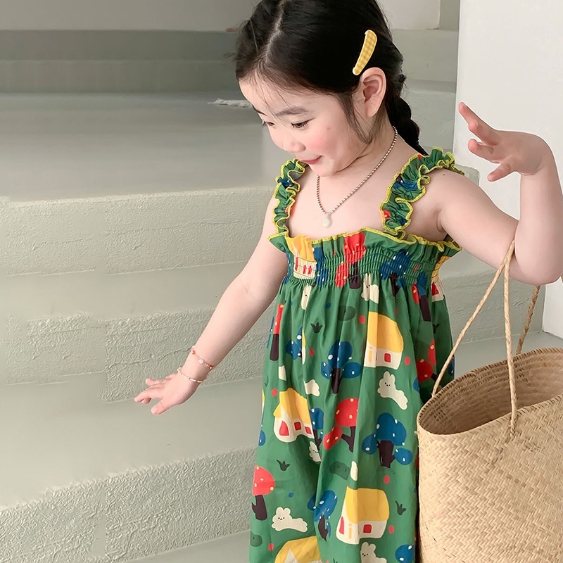 Bộ Áo Liền Quần Phong Cách Hàn Quốc Dễ Thương Thời Trang Mùa Hè Cho Bé Gái