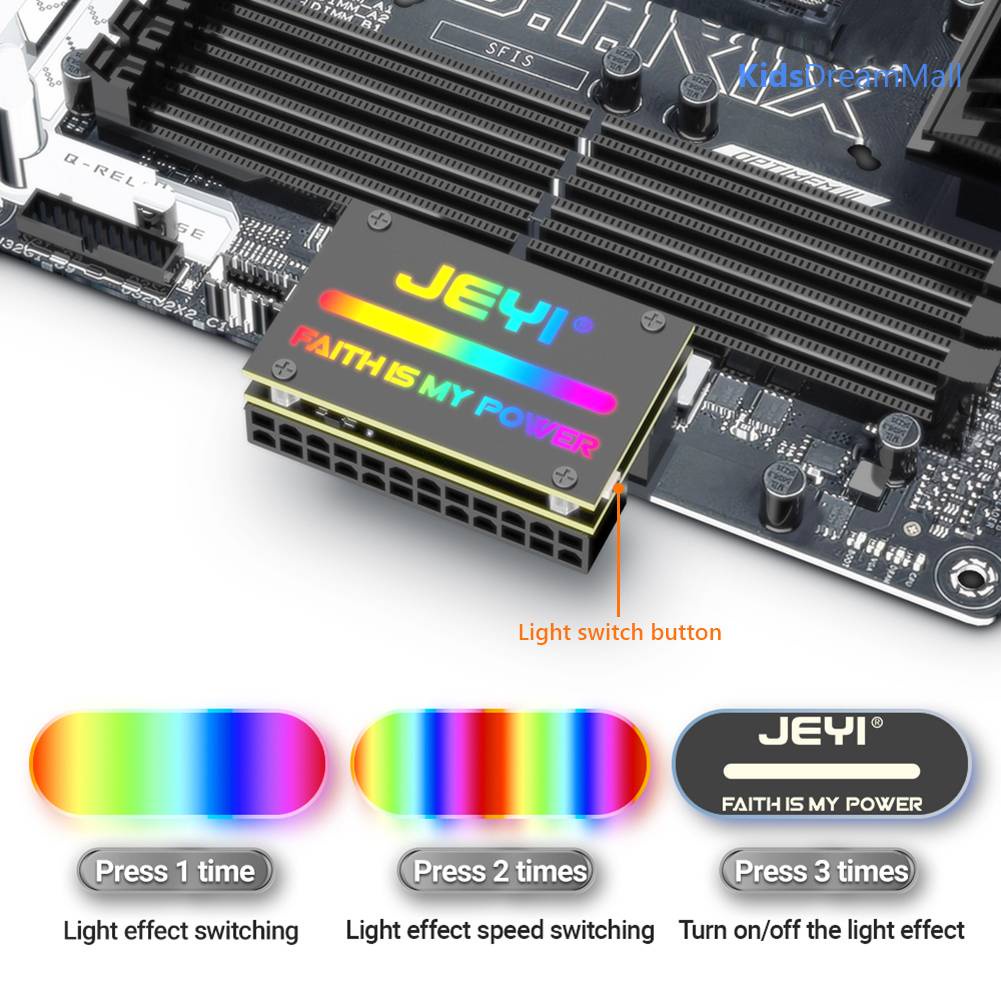 Adapter ATX 24Pin RGB Xoay 90 Độ 18 Chế Độ Đèn Có Thể Điều Chỉnh Cho Máy Tính Để Bàn